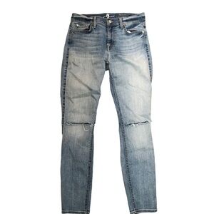 7 for all mankind the ankle skinny busted knee size 27